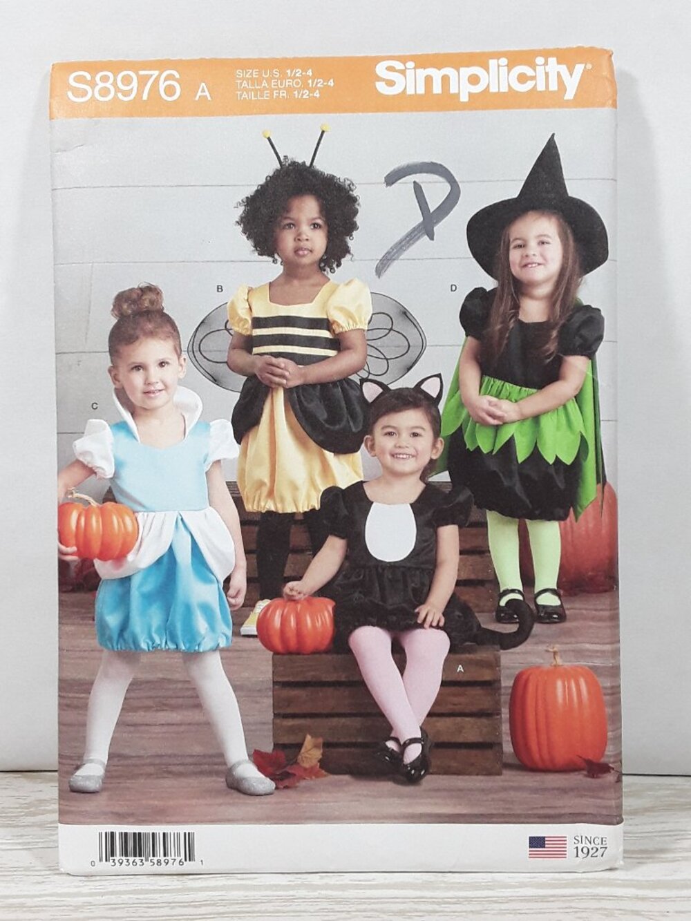 uncut Toddler's Costumes Sewing Pattern, Bee Cat Witch Princess Simplicity S9876